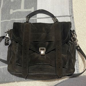 Dark Brown Suede Proenza Schouler PS1 Medium Bag